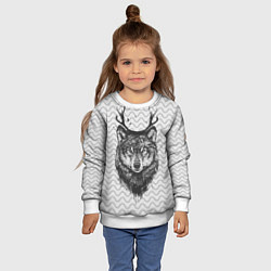 Свитшот детский Рогатый волк, цвет: 3D-белый — фото 2