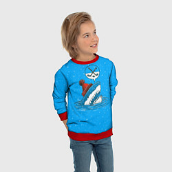 Свитшот детский Акула хоккейный фанат, цвет: 3D-красный — фото 2