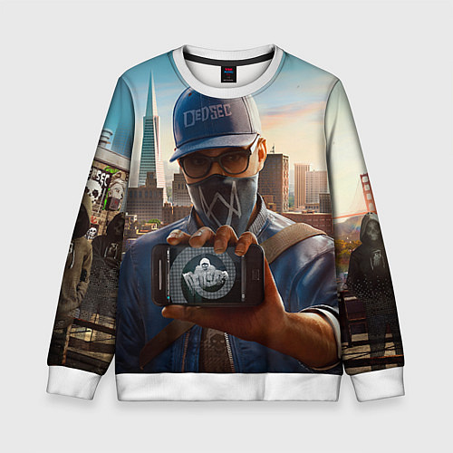 Детский свитшот Watch Dogs 2 / 3D-Белый – фото 1