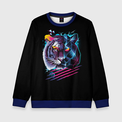 Детский свитшот Ретро тигр / 3D-Синий – фото 1