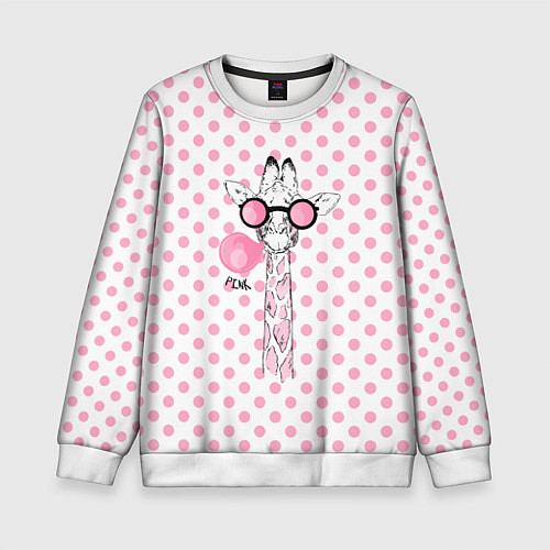 Детский свитшот Розовый жираф / 3D-Белый – фото 1