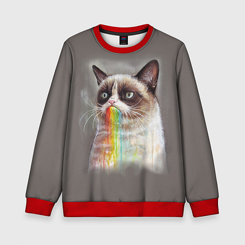 Детский свитшот Grumpy Cat / 3D-Красный – фото 1