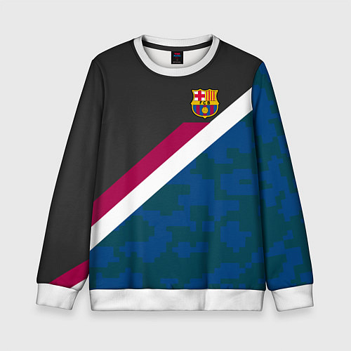 Детский свитшот FC Barcelona: Sport Camo / 3D-Белый – фото 1