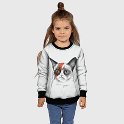 Свитшот детский David Bowie: Grumpy cat, цвет: 3D-черный — фото 2