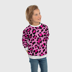 Свитшот детский Розовый леопард, цвет: 3D-белый — фото 2