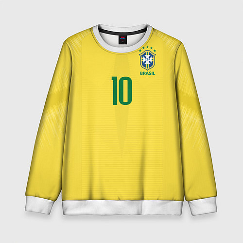 Детский свитшот Сборная Бразилии: Неймар ЧМ-2018 домашняя / 3D-Белый – фото 1
