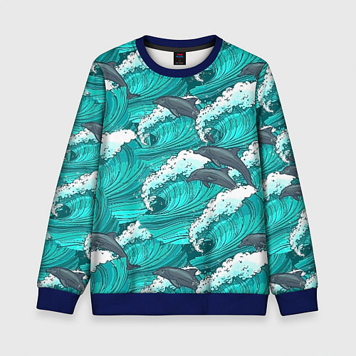 Детский свитшот Лазурные дельфины / 3D-Синий – фото 1