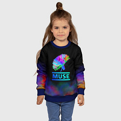 Свитшот детский Muse: Neon Flower, цвет: 3D-синий — фото 2