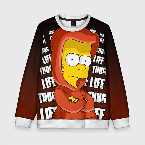 Детский свитшот Bart: Thug Life / 3D-Белый – фото 1