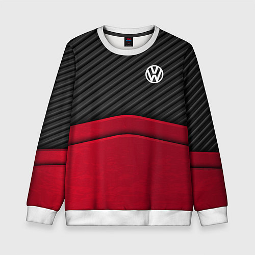 Детский свитшот Volkswagen: Red Carbon / 3D-Белый – фото 1