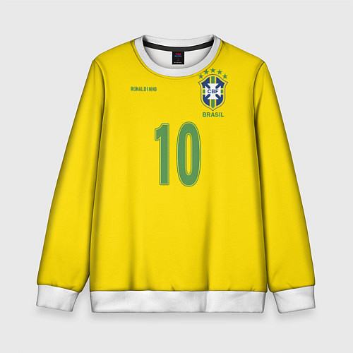 Детский свитшот Сборная Бразилии: Роналдиньо 10 / 3D-Белый – фото 1