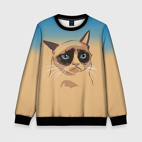 Детский свитшот Grumpy cat / 3D-Черный – фото 1