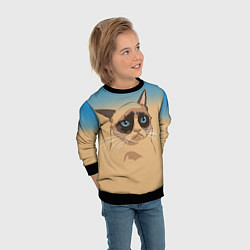 Свитшот детский Grumpy cat, цвет: 3D-черный — фото 2