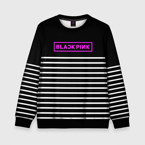 Детский свитшот Black Pink: White Stripes / 3D-Черный – фото 1