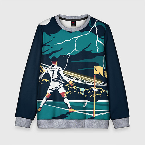 Детский свитшот Ronaldo lightning / 3D-Меланж – фото 1