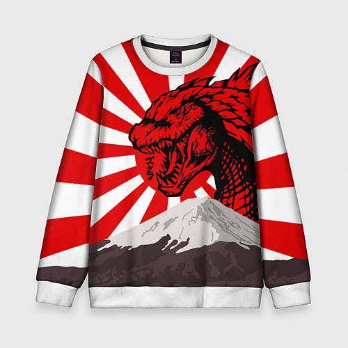 Детский свитшот Japanese Godzilla / 3D-Белый – фото 1