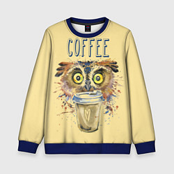 Свитшот детский Owls like coffee, цвет: 3D-синий