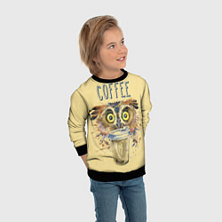 Свитшот детский Owls like coffee, цвет: 3D-черный — фото 2