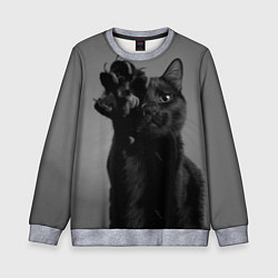 Свитшот детский Черный котик, цвет: 3D-меланж