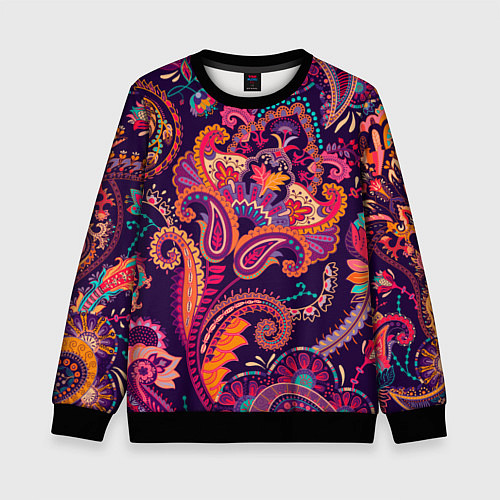 Детский свитшот Орнамент пейсли - розовый / 3D-Черный – фото 1