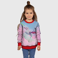 Свитшот детский Ленивец король на единороге, цвет: 3D-красный — фото 2