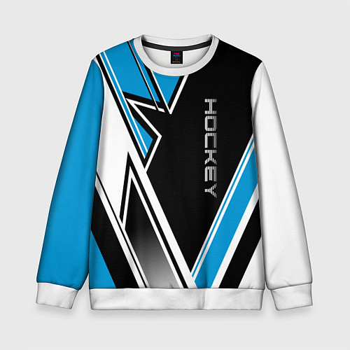 Детский свитшот Hockey black blue white / 3D-Белый – фото 1