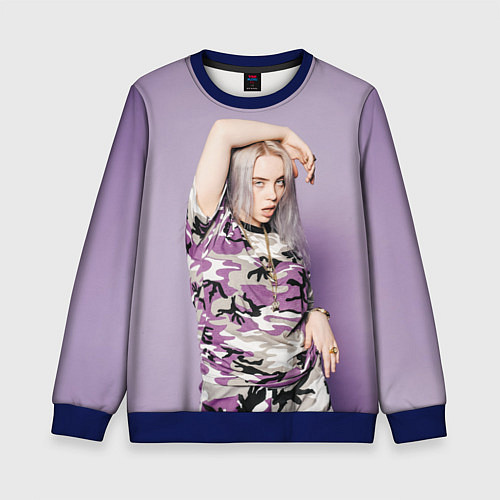 Детский свитшот Billie Eilish: Violet Camo / 3D-Синий – фото 1