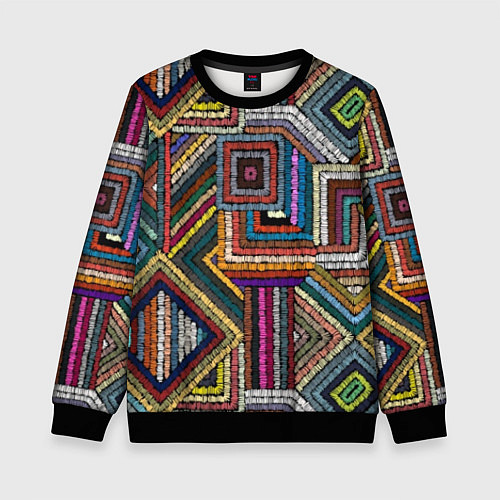 Детский свитшот Этнический ковровый орнамент / 3D-Черный – фото 1