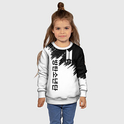 Свитшот детский BTS: White & Black, цвет: 3D-белый — фото 2