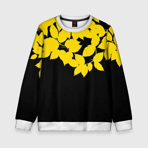 Детский свитшот Желтые Листья - Минимализм / 3D-Белый – фото 1
