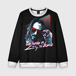 Свитшот детский Cyberpunk 2077: City to Burn, цвет: 3D-белый