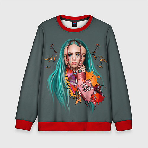 Детский свитшот BILLIE EILISH / 3D-Красный – фото 1