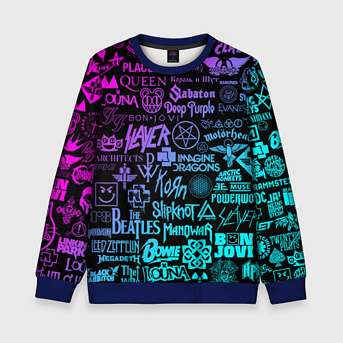 Детский свитшот ЛОГОТИПЫ РОК ГРУПП / 3D-Синий – фото 1