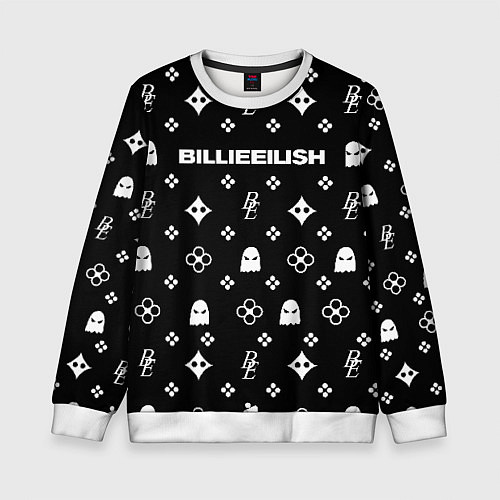 Детский свитшот Billie Eilish: Black Pattern / 3D-Белый – фото 1