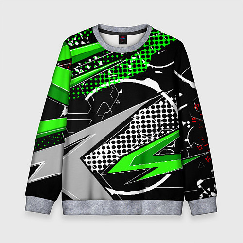 Детский свитшот Black and green corners / 3D-Меланж – фото 1