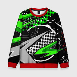 Свитшот детский Black and green corners, цвет: 3D-красный