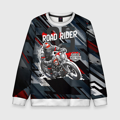 Детский свитшот Road rider мотоциклист / 3D-Белый – фото 1