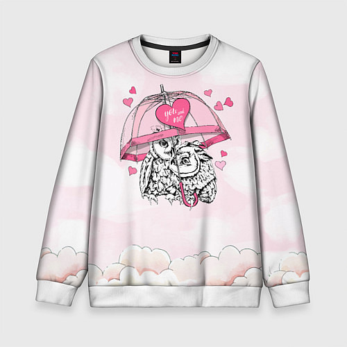 Детский свитшот Влюбленные совушки / 3D-Белый – фото 1