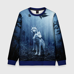 Свитшот детский Волки в тёмном лесу, цвет: 3D-синий