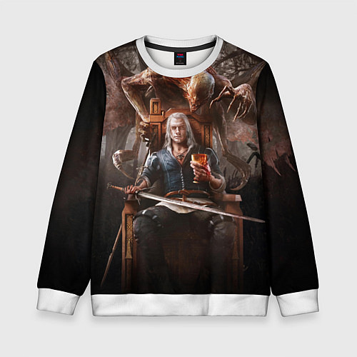 Детский свитшот КРОВЬ И ВЕДЬМАК / 3D-Белый – фото 1