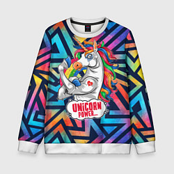 Свитшот детский Unicorn Power Единорог, цвет: 3D-белый