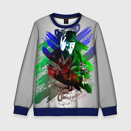 Детский свитшот Winston Churchill / 3D-Синий – фото 1