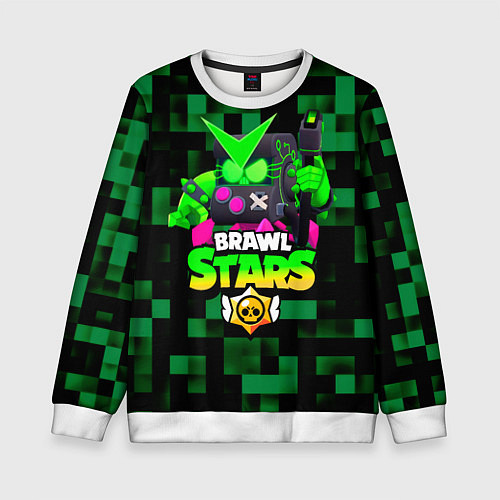 Детский свитшот Brawl Stars Virus 8-Bit / 3D-Белый – фото 1