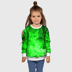 Свитшот детский ОГОНЬ GREEN NEON, цвет: 3D-белый — фото 2