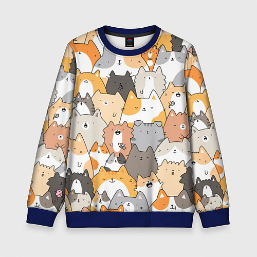 Детский свитшот Кошачья стая / 3D-Синий – фото 1