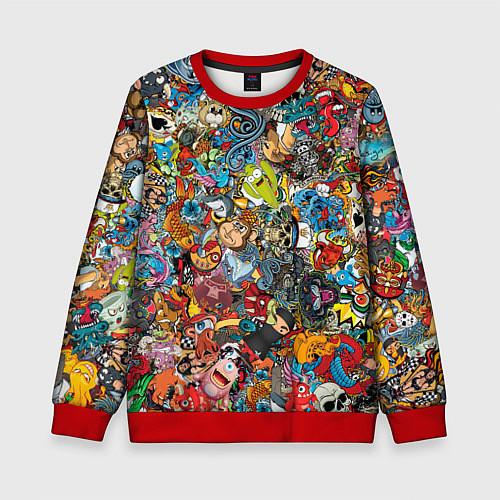Детский свитшот Стикеры / 3D-Красный – фото 1