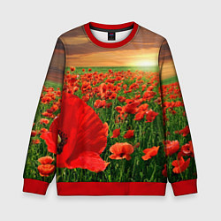 Свитшот детский Красный мак на закате, цвет: 3D-красный
