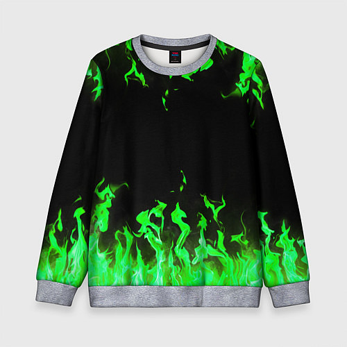 Детский свитшот GREEN FIRE ОГОНЬ / 3D-Меланж – фото 1