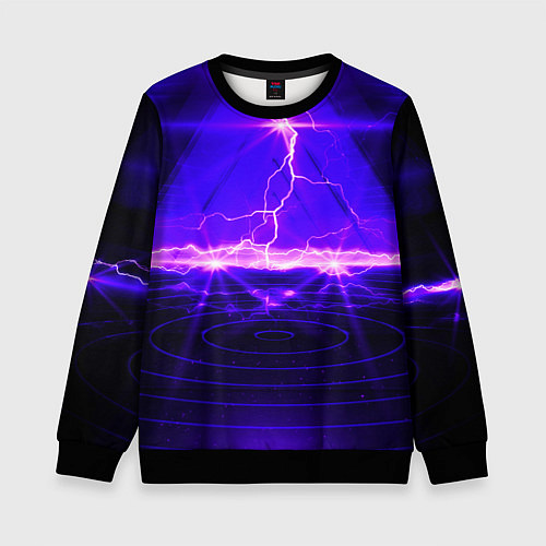Детский свитшот НЕОНОВЫЕ МОЛНИИ / 3D-Черный – фото 1