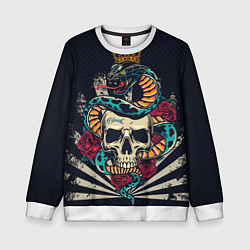 Свитшот детский Змея с короной на черепе, цвет: 3D-белый